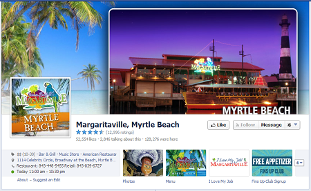 Margaritaville Facebook page example